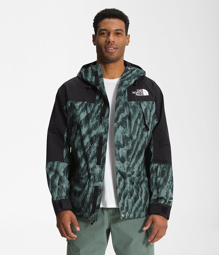 Casaca Impermeable The North Face Hombre Printed K2rm Dryvent™ Verde/Negras - Peru 53684ASYL